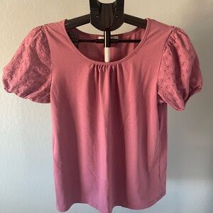 Elegant Mauve Puff Sleeve Blouse